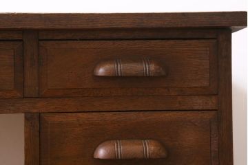 アンティーク家具　上手物!　ナラ材　テーパー脚　レトロな片袖デスク(片袖机、在宅ワーク、在宅用ワークデスク)(R-038787)