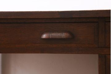 アンティーク家具　上手物!　ナラ材　テーパー脚　レトロな片袖デスク(片袖机、在宅ワーク、在宅用ワークデスク)(R-038787)