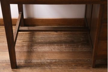 アンティーク家具　上手物!　ナラ材　テーパー脚　レトロな片袖デスク(片袖机、在宅ワーク、在宅用ワークデスク)(R-038787)