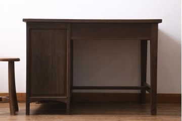 アンティーク家具　上手物!　ナラ材　テーパー脚　レトロな片袖デスク(片袖机、在宅ワーク、在宅用ワークデスク)(R-038787)