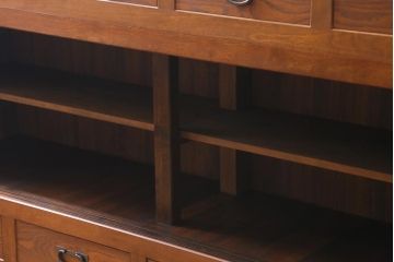 中古　国産家具　特大サイズ　総無垢材　欅・樺・ナラ材　障子戸　7尺重ね水屋箪笥(七尺水屋、和タンス、戸棚)(定価約165万円)(R-038791)