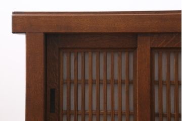 中古　国産家具　特大サイズ　総無垢材　欅・樺・ナラ材　障子戸　7尺重ね水屋箪笥(七尺水屋、和タンス、戸棚)(定価約165万円)(R-038791)