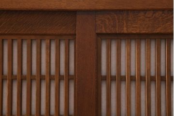 中古　国産家具　特大サイズ　総無垢材　欅・樺・ナラ材　障子戸　7尺重ね水屋箪笥(七尺水屋、和タンス、戸棚)(定価約165万円)(R-038791)