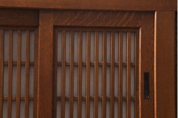 中古　国産家具　特大サイズ　総無垢材　欅・樺・ナラ材　障子戸　7尺重ね水屋箪笥(七尺水屋、和タンス、戸棚)(定価約165万円)(R-038791)