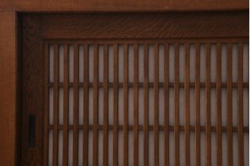 中古　国産家具　特大サイズ　総無垢材　欅・樺・ナラ材　障子戸　7尺重ね水屋箪笥(七尺水屋、和タンス、戸棚)(定価約165万円)(R-038791)