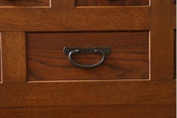 中古　国産家具　特大サイズ　総無垢材　欅・樺・ナラ材　障子戸　7尺重ね水屋箪笥(七尺水屋、和タンス、戸棚)(定価約165万円)(R-038791)