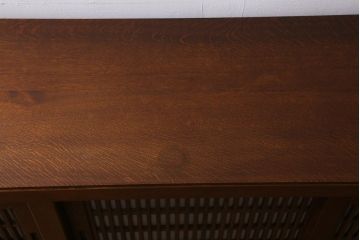 中古　国産家具　特大サイズ　総無垢材　欅・樺・ナラ材　障子戸　7尺重ね水屋箪笥(七尺水屋、和タンス、戸棚)(定価約165万円)(R-038791)