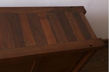 中古　国産家具　特大サイズ　総無垢材　欅・樺・ナラ材　障子戸　7尺重ね水屋箪笥(七尺水屋、和タンス、戸棚)(定価約165万円)(R-038791)