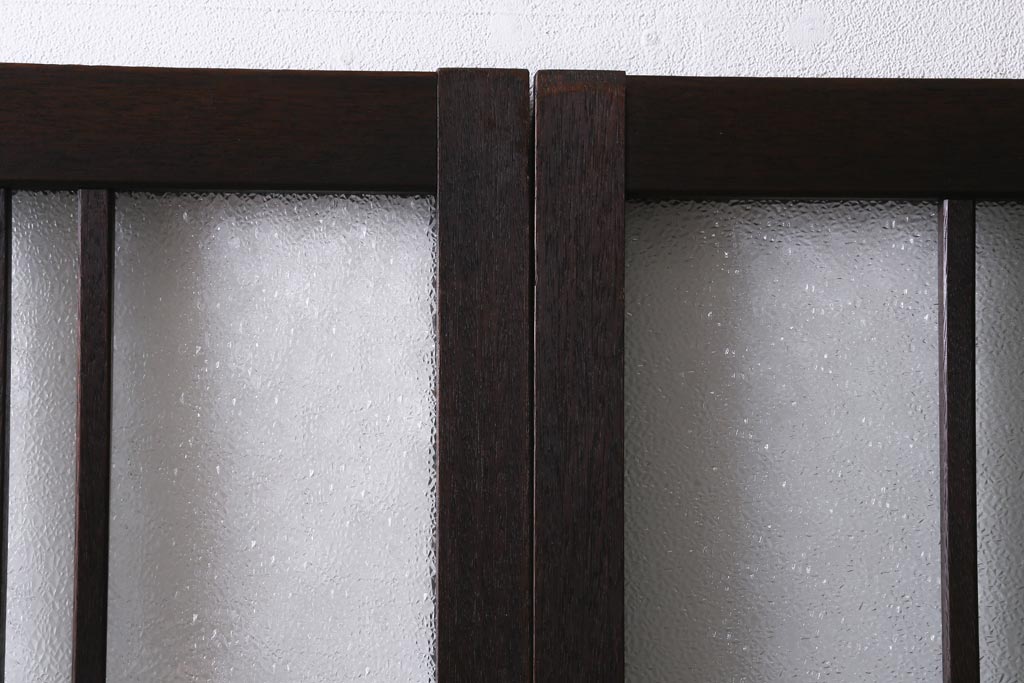 アンティーク建具　ダイヤガラス・当店オリジナルガラス入り　レトロな空間を彩るガラス戸2枚セット(引き戸、建具)(R-038795)