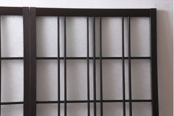 アンティーク建具　ダイヤガラス・当店オリジナルガラス入り　レトロな空間を彩るガラス戸2枚セット(引き戸、建具)(R-038795)