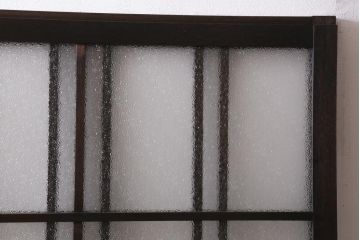 アンティーク建具　ダイヤガラス・当店オリジナルガラス入り　レトロな空間を彩るガラス戸2枚セット(引き戸、建具)(R-038795)