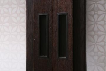 アンティーク建具　ダイヤガラス・当店オリジナルガラス入り　レトロな空間を彩るガラス戸2枚セット(引き戸、建具)(R-038795)