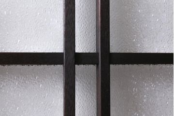アンティーク建具　ダイヤガラス・当店オリジナルガラス入り　レトロな空間を彩るガラス戸2枚セット(引き戸、建具)(R-038795)