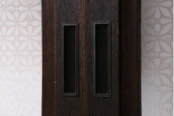 アンティーク建具　ダイヤガラス・当店オリジナルガラス入り　レトロな空間を彩るガラス戸2枚セット(引き戸、建具)(R-038795)