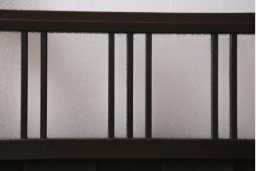 アンティーク建具　ダイヤガラス・当店オリジナルガラス入り　レトロな空間を彩るガラス戸2枚セット(引き戸、建具)(R-038795)