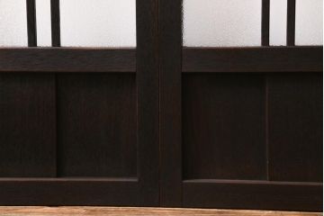 アンティーク建具　ダイヤガラス・当店オリジナルガラス入り　レトロな空間を彩るガラス戸2枚セット(引き戸、建具)(R-038795)