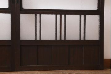アンティーク建具　ダイヤガラス・当店オリジナルガラス入り　レトロな空間を彩るガラス戸2枚セット(引き戸、建具)(R-038795)