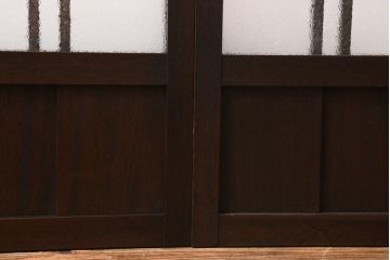 アンティーク建具　ダイヤガラス・当店オリジナルガラス入り　レトロな空間を彩るガラス戸2枚セット(引き戸、建具)(R-038795)
