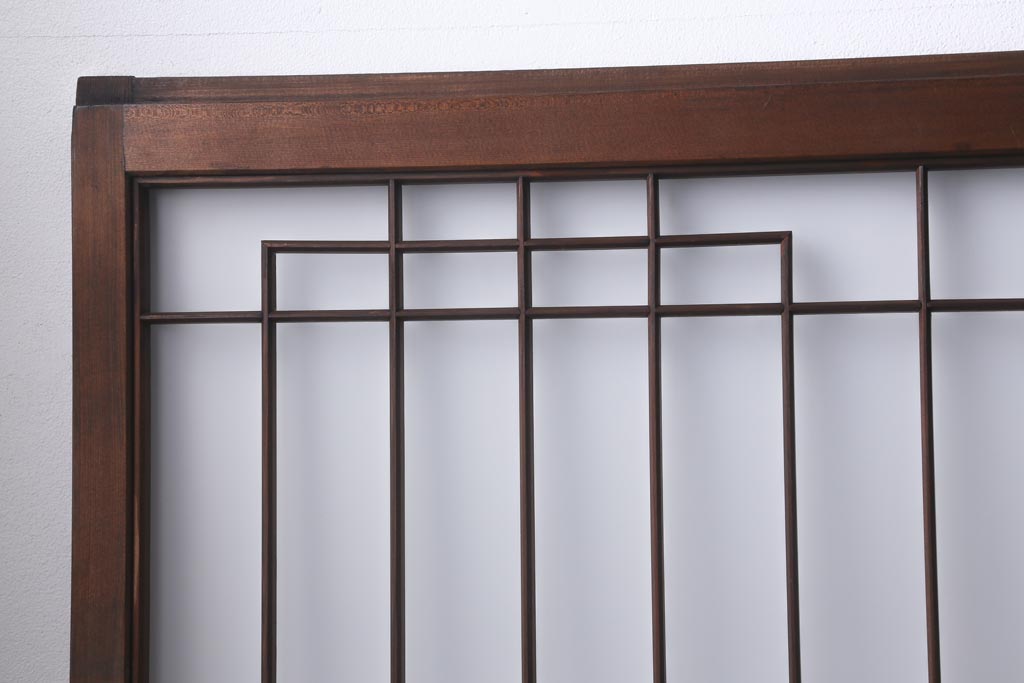 アンティーク建具　和製アンティーク　昭和中期　組子のデザインがおしゃれなガラス戸4枚セット(建具、引き戸)(R-038796)