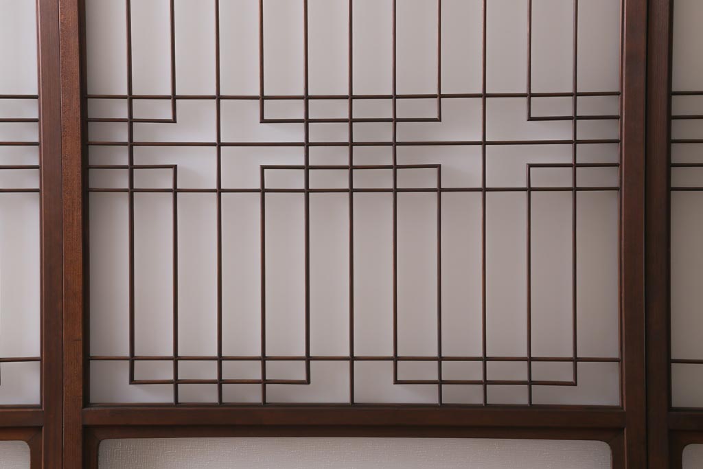 アンティーク建具　和製アンティーク　昭和中期　組子のデザインがおしゃれなガラス戸4枚セット(建具、引き戸)(R-038796)