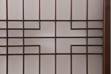 アンティーク建具　和製アンティーク　昭和中期　組子のデザインがおしゃれなガラス戸4枚セット(建具、引き戸)(R-038796)