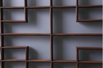 アンティーク建具　和製アンティーク　昭和中期　組子のデザインがおしゃれなガラス戸4枚セット(建具、引き戸)(R-038796)