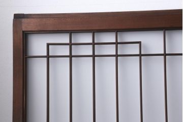 アンティーク建具　和製アンティーク　昭和中期　組子のデザインがおしゃれなガラス戸4枚セット(建具、引き戸)(R-038796)