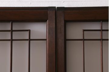アンティーク建具　和製アンティーク　昭和中期　組子のデザインがおしゃれなガラス戸4枚セット(建具、引き戸)(R-038796)