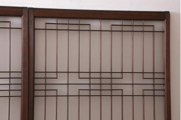 アンティーク建具　和製アンティーク　昭和中期　組子のデザインがおしゃれなガラス戸4枚セット(建具、引き戸)(R-038796)