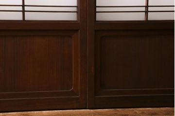 アンティーク建具　和製アンティーク　昭和中期　組子のデザインがおしゃれなガラス戸4枚セット(建具、引き戸)(R-038796)