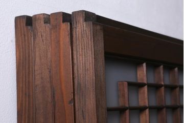 アンティーク建具　和製アンティーク　昭和中期　組子のデザインがおしゃれなガラス戸4枚セット(建具、引き戸)(R-038796)