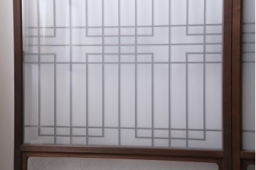 アンティーク建具　和製アンティーク　昭和中期　組子のデザインがおしゃれなガラス戸4枚セット(建具、引き戸)(R-038796)