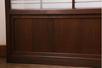 アンティーク建具　和製アンティーク　昭和中期　組子のデザインがおしゃれなガラス戸4枚セット(建具、引き戸)(R-038796)