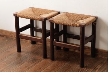 ビンテージ　松本民芸家具　初期モデル　ラッシスツール2脚セット(チェア、椅子)(R-038797)