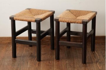 ビンテージ　松本民芸家具　初期モデル　ラッシスツール2脚セット(チェア、椅子)(R-038799)