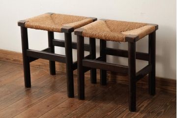 ビンテージ　松本民芸家具　初期モデル　ラッシスツール2脚セット(チェア、椅子)(R-038799)