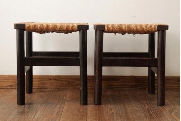 ビンテージ　松本民芸家具　初期モデル　ラッシスツール2脚セット(チェア、椅子)(R-038799)