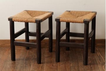 ビンテージ　松本民芸家具　初期モデル　ラッシスツール2脚セット(チェア、椅子)(R-038800)