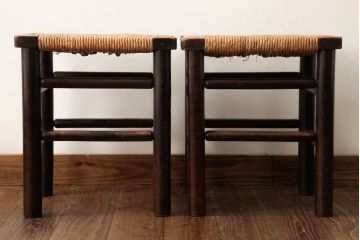 ビンテージ　松本民芸家具　ラッシスツール2脚セット(チェア、椅子)(R-038802)