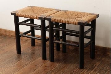 ビンテージ　松本民芸家具　ラッシスツール2脚セット(チェア、椅子)(R-038804)