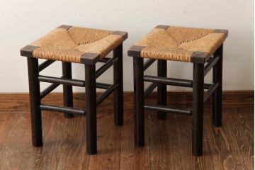 ビンテージ　松本民芸家具　ラッシスツール2脚セット(チェア、椅子)(R-038804)