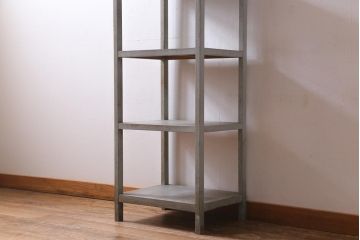 アンティーク家具　昭和初期　縦長　シャビーなペイントが味のある木製オープンラック(棚、陳列棚、収納棚)(R-038862)