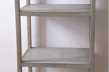 アンティーク家具　昭和初期　縦長　シャビーなペイントが味のある木製オープンラック(棚、陳列棚、収納棚)(R-038862)