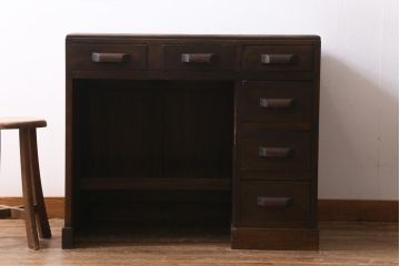 アンティーク家具　和製アンティーク　上手物!　レトロな佇まいがおしゃれな片袖デスク(片袖机、在宅ワーク、在宅用ワークデスク)(R-038863)