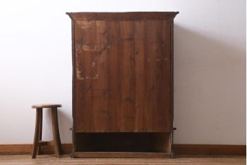 アンティーク家具　大正ロマン　前面栗材　レア!　縦型台形のガラスケース(ショーケース、陳列棚)(R-038864)