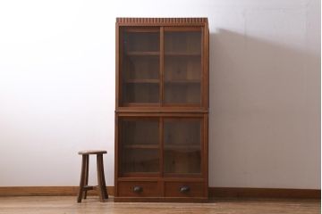 アンティーク家具　和製アンティーク　ノスタルジックな雰囲気が魅力の重ねキャビネット(戸棚、収納棚、食器棚)(R-038865)
