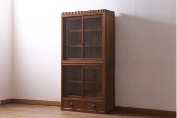 アンティーク家具　和製アンティーク　ノスタルジックな雰囲気が魅力の重ねキャビネット(戸棚、収納棚、食器棚)(R-038865)