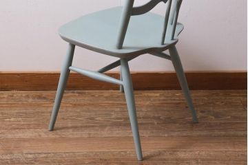 ペイント家具　イギリスヴィンテージ　ERCOL(アーコール)　希少!淡いカラーが優しげな雰囲気のラダーバックチェア(ダイニングチェア、椅子、ビンテージ)(R-038879)