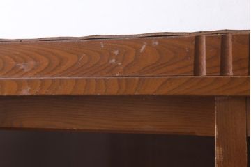 アンティーク家具　昭和レトロ家具　懐かしさ感じる重ねガラス戸棚(キャビネット、収納棚)(R-038881)