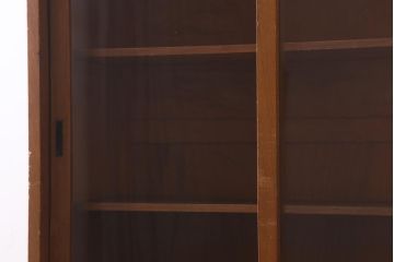 アンティーク家具　昭和レトロ家具　懐かしさ感じる重ねガラス戸棚(キャビネット、収納棚)(R-038881)